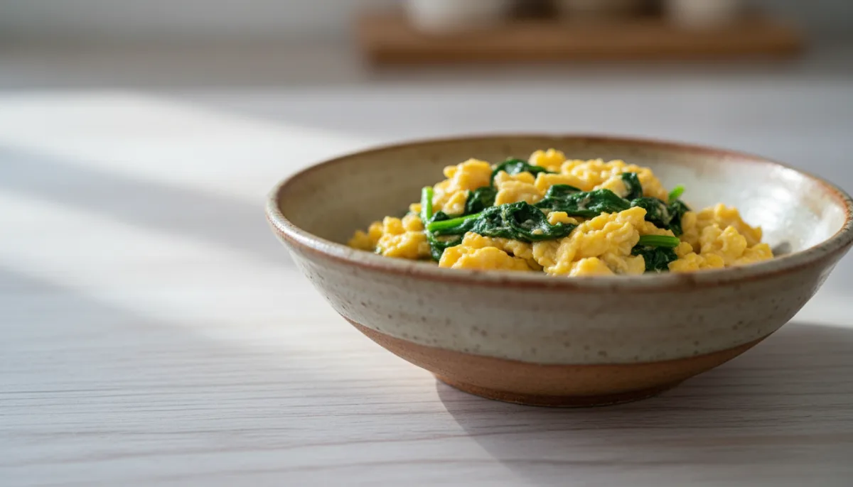 Japanese Miso Scrambled Eggs with Spinach