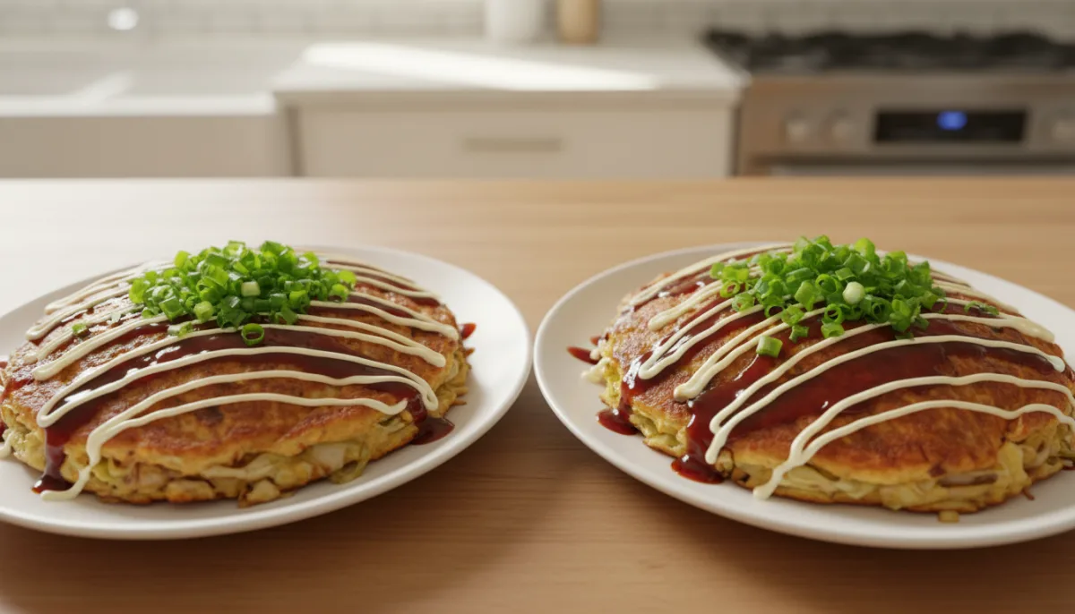 Petulla Japoneze me Vezë dhe Lakër (Stili Okonomiyaki)