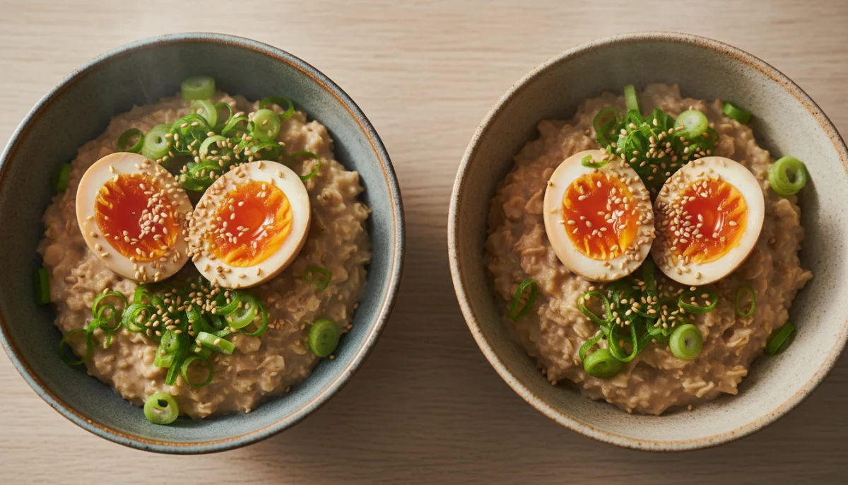 Japanese Savory Oatmeal with Soy Sauce Egg