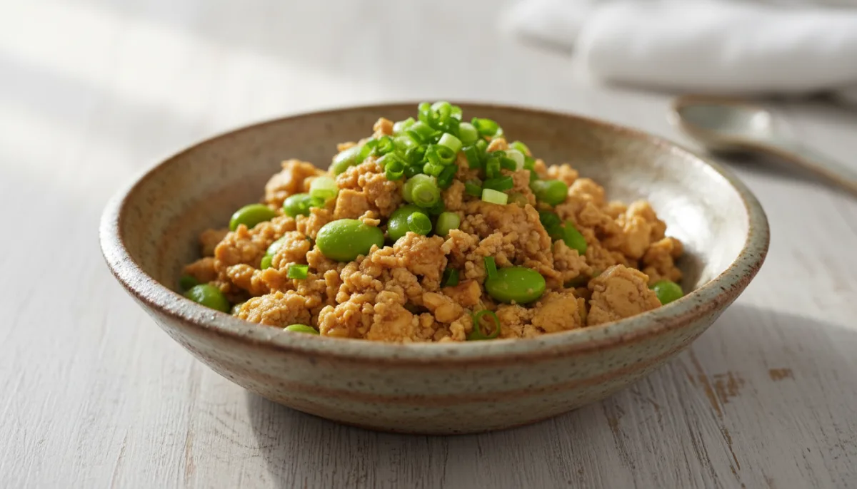 Tofu Strapazzato Saporito Giapponese con Edamame