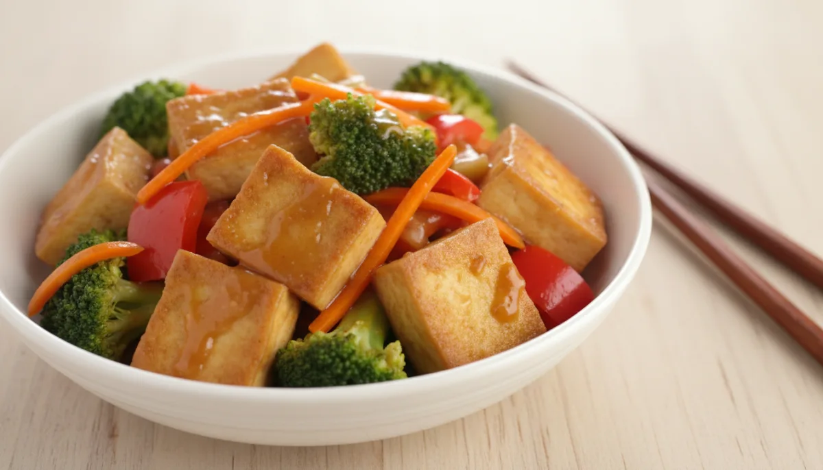 Tofu dhe Perime Stir-fry Japoneze