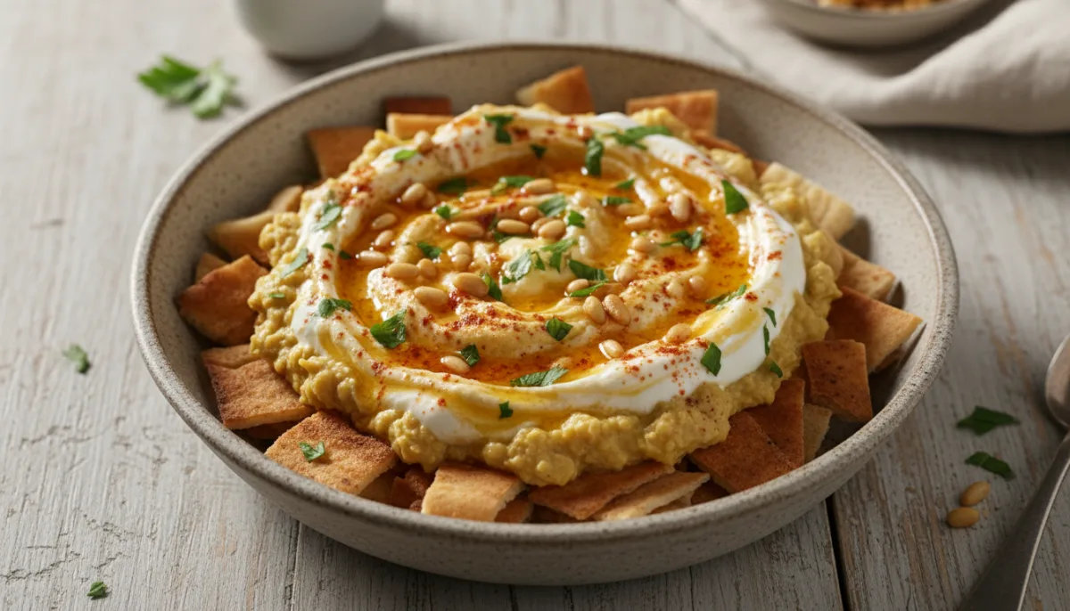 Jordanian Fattet Hummus with Toasted Pita