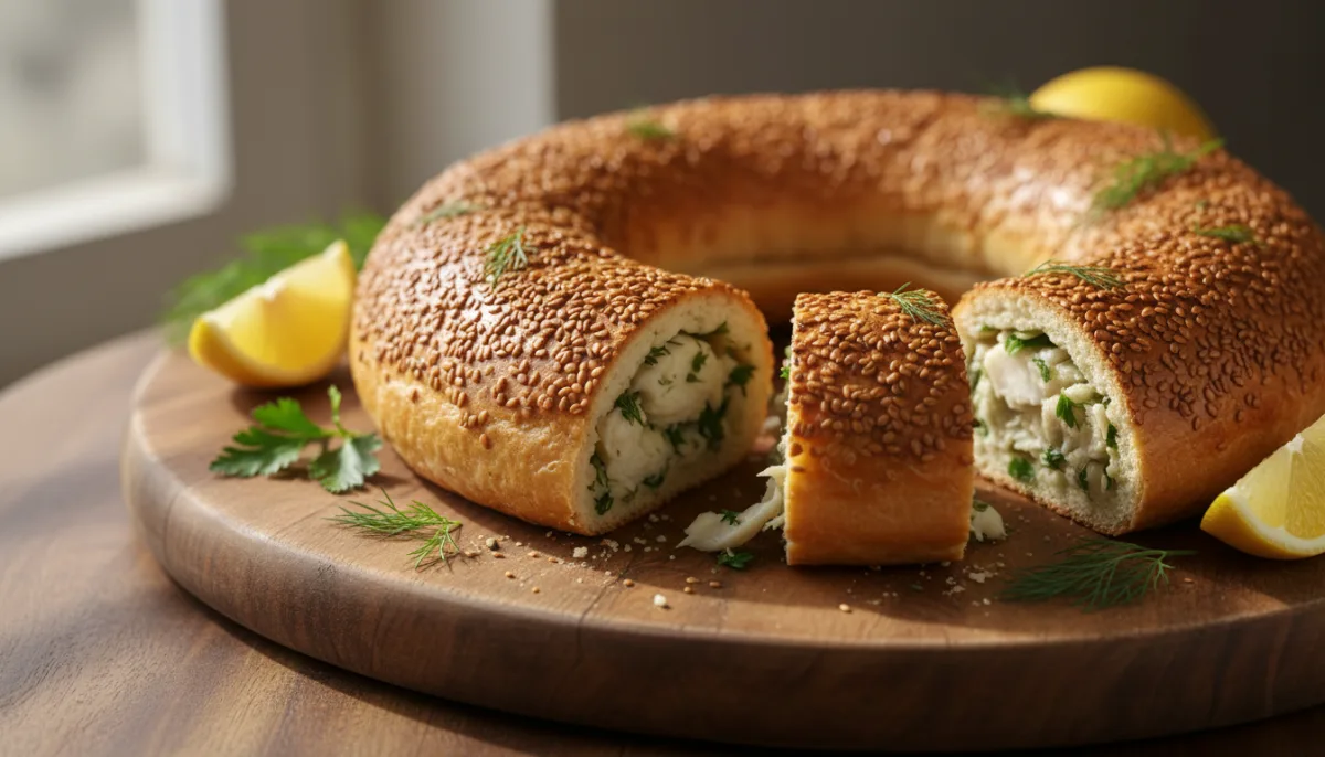 Jordanian Ka'ak Bi Samak: Savory Fish and Herb Bread