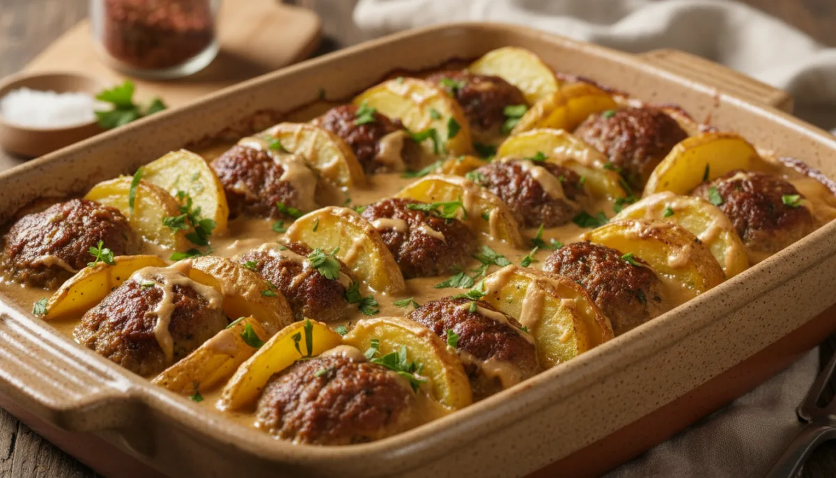 Jordanian Kofta bi Tahini with Potatoes