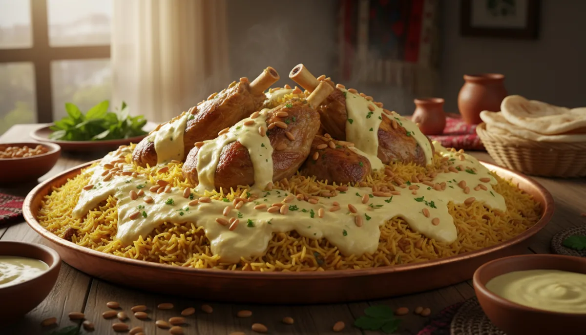 Mansaf Jordanez me Mish Qengji dhe Salcë Kosi Jameed