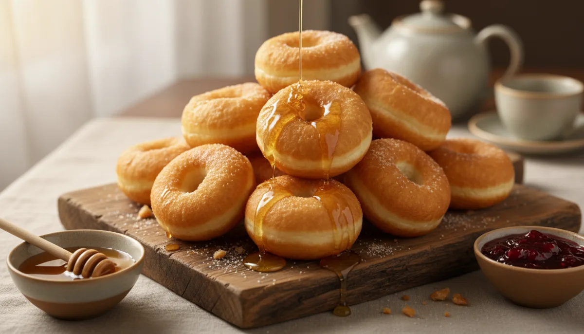 Traditional Kazakh Baursak: Fluffy Fried Doughnuts with Honey & Jam