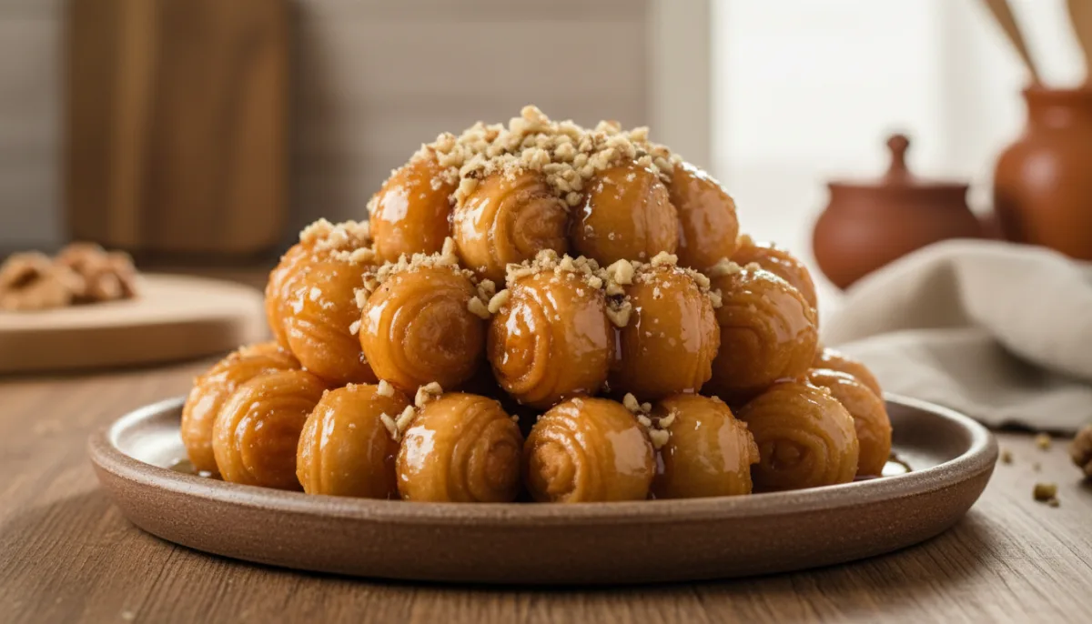 Kazakh Shek-Shek (Fried Dough with Honey and Nuts)