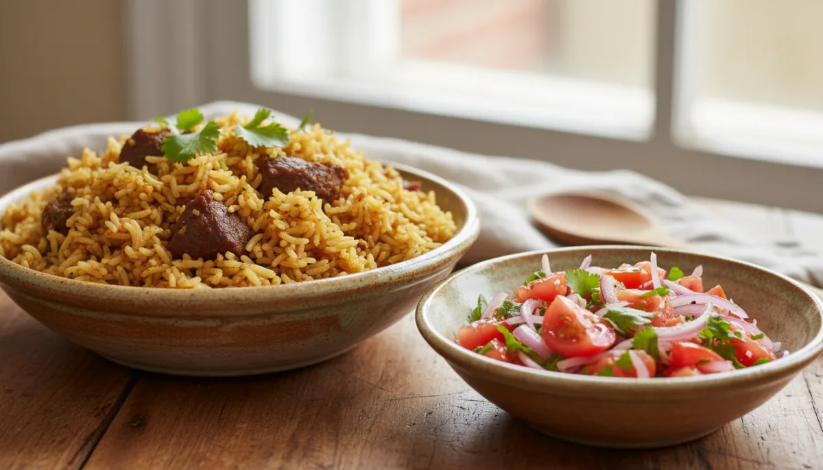 Kenyan Beef Pilau with Kachumbari