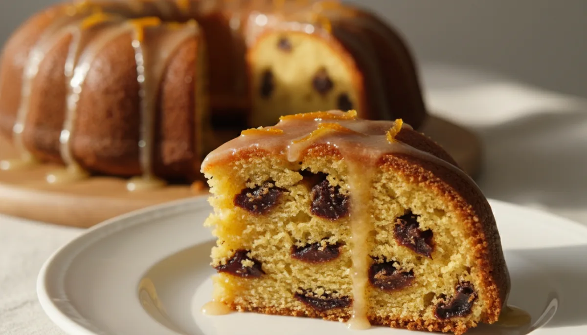 Kenyan Cornmeal and Date Cake with Orange Blossom Glaze