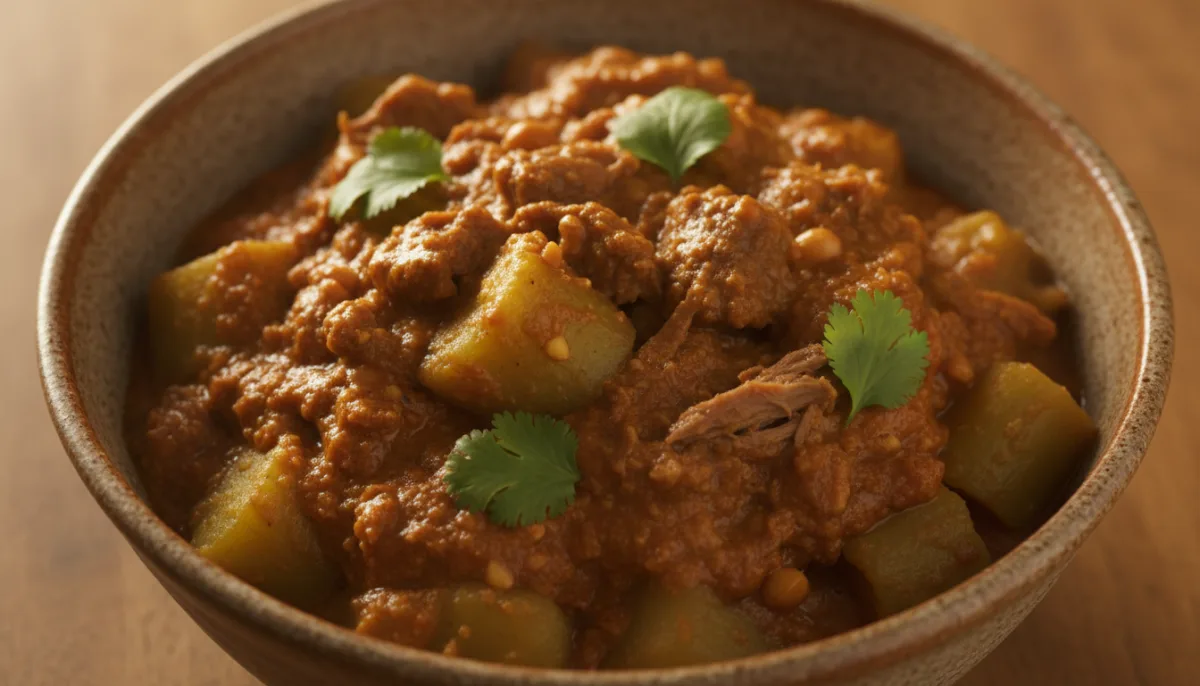 Kenyan Matoke with Beef and Peanut Sauce