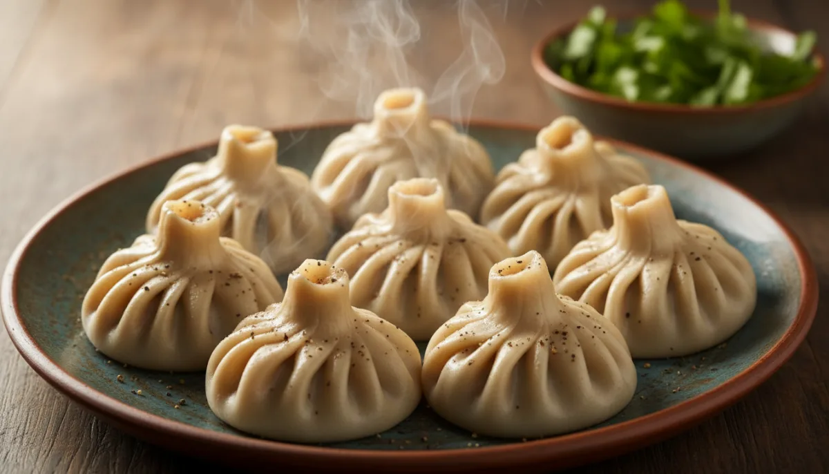 Khinkali mit würziger Rind- und Schweinefleischfüllung