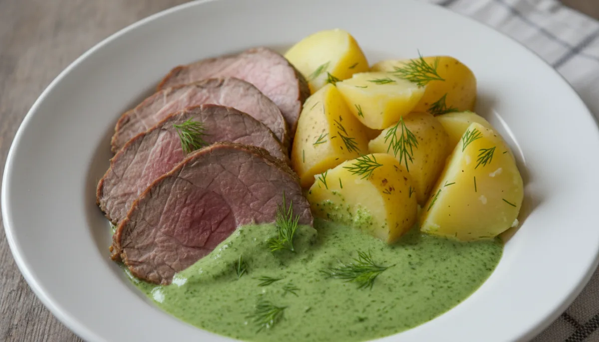 Koprová Omáčka: Creamy Dill Sauce with Boiled Beef and Potatoes