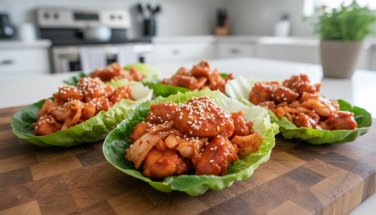 Wraps Coréens au Poulet Gochujang et Kimchi