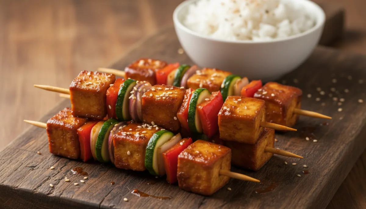 Korean Gochujang Tofu and Vegetable Skewers