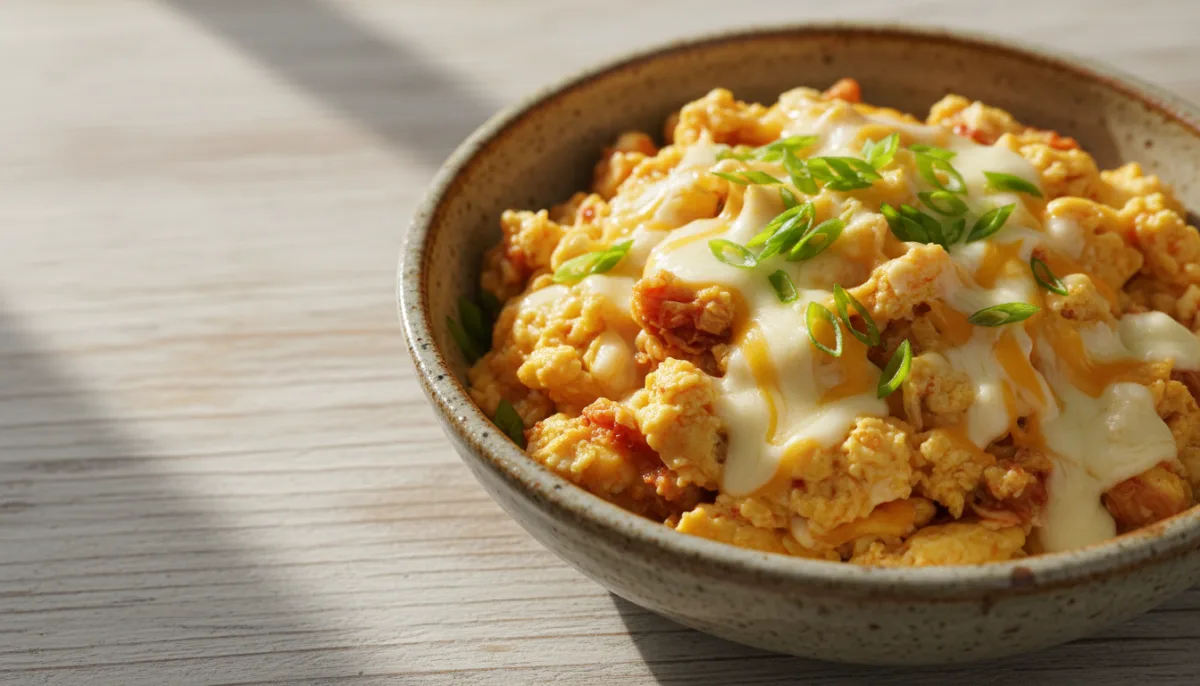 Korean Kimchi and Cheese Scramble