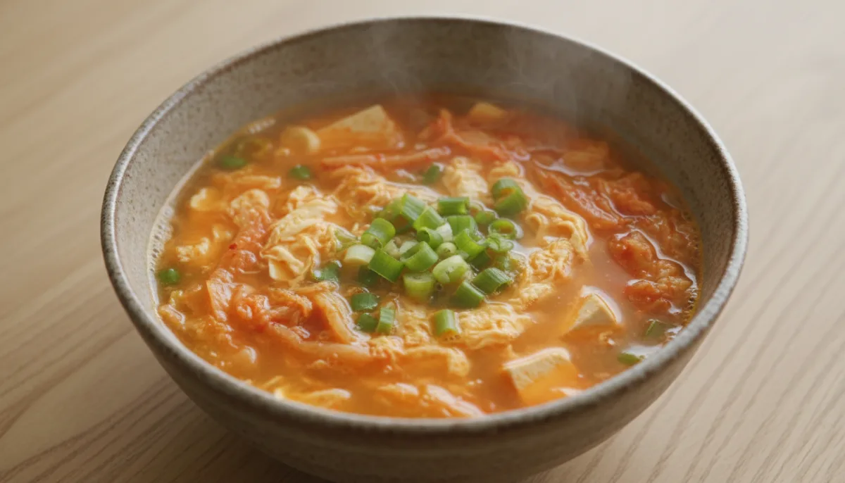 Korean Kimchi and Egg Drop Soup