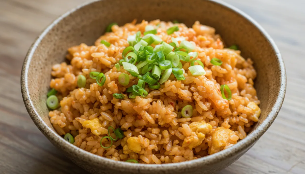 Oriz i Fërguar Korean me Kimchi dhe Vezë