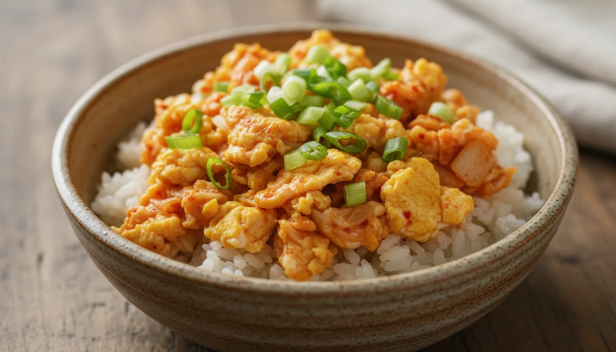 Korean Kimchi and Egg Scramble with Rice