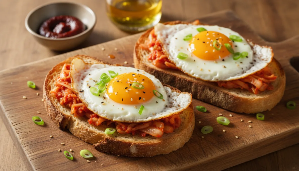 Tost Koreane me Kimchi dhe Vezë