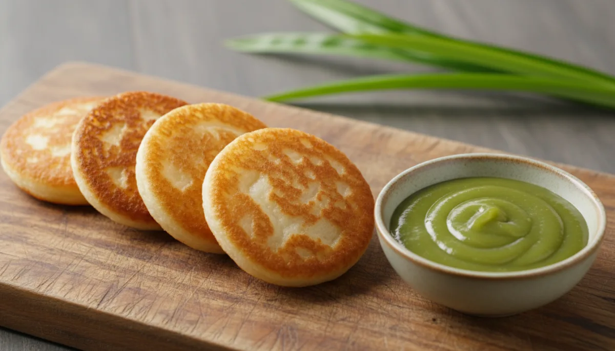 Laotian Khao Nom Kok (Coconut-Rice Pancakes) with Pandan Custard