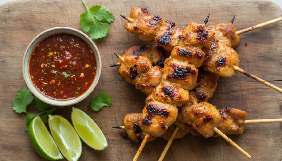 Laotian Ping Gai: Grilled Marinated Chicken with Spicy Dipping Sauce