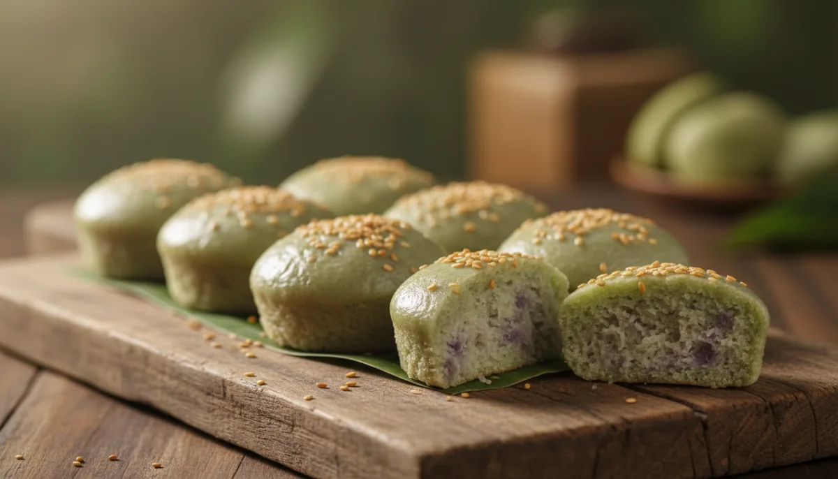 Laotian Steamed Coconut and Taro Cakes (Khanom Maw Kaeng)