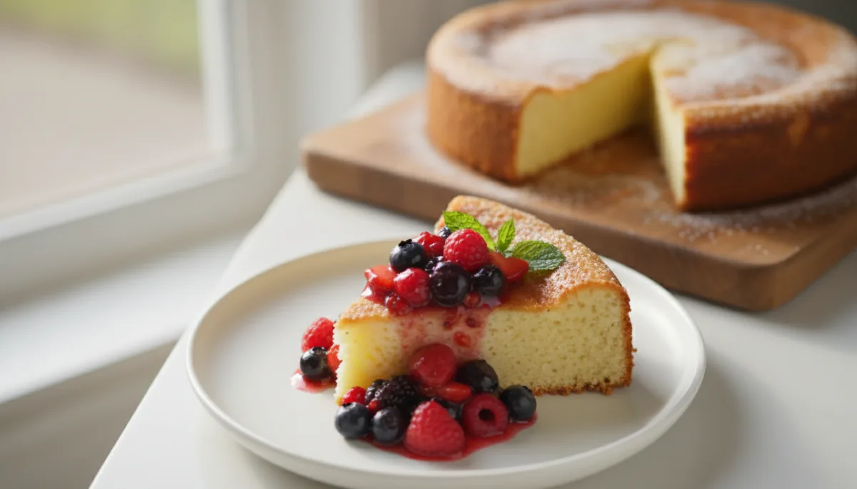 Lemon Ricotta Cake with Berry Compote