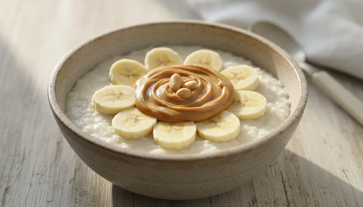 Liberian Kanyah: Creamy Rice Porridge with Peanut Butter & Banana