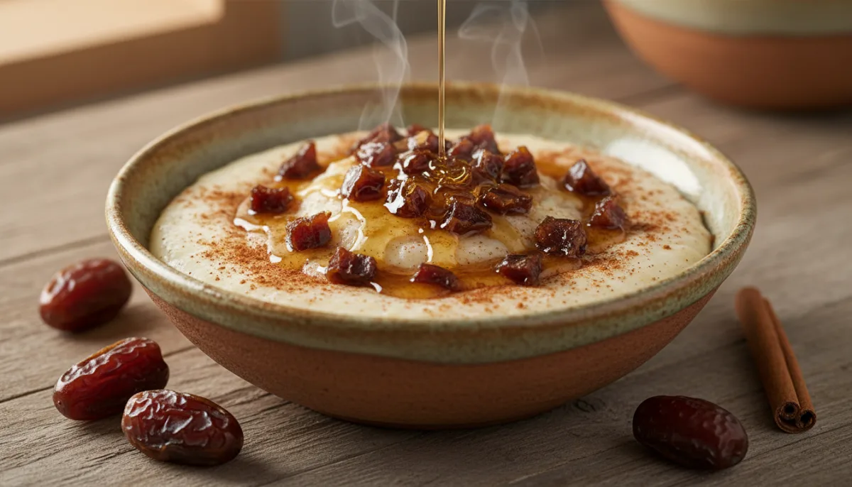 Libyan Assidat Al-Bukhari: Warm Semolina Porridge with Dates and Honey