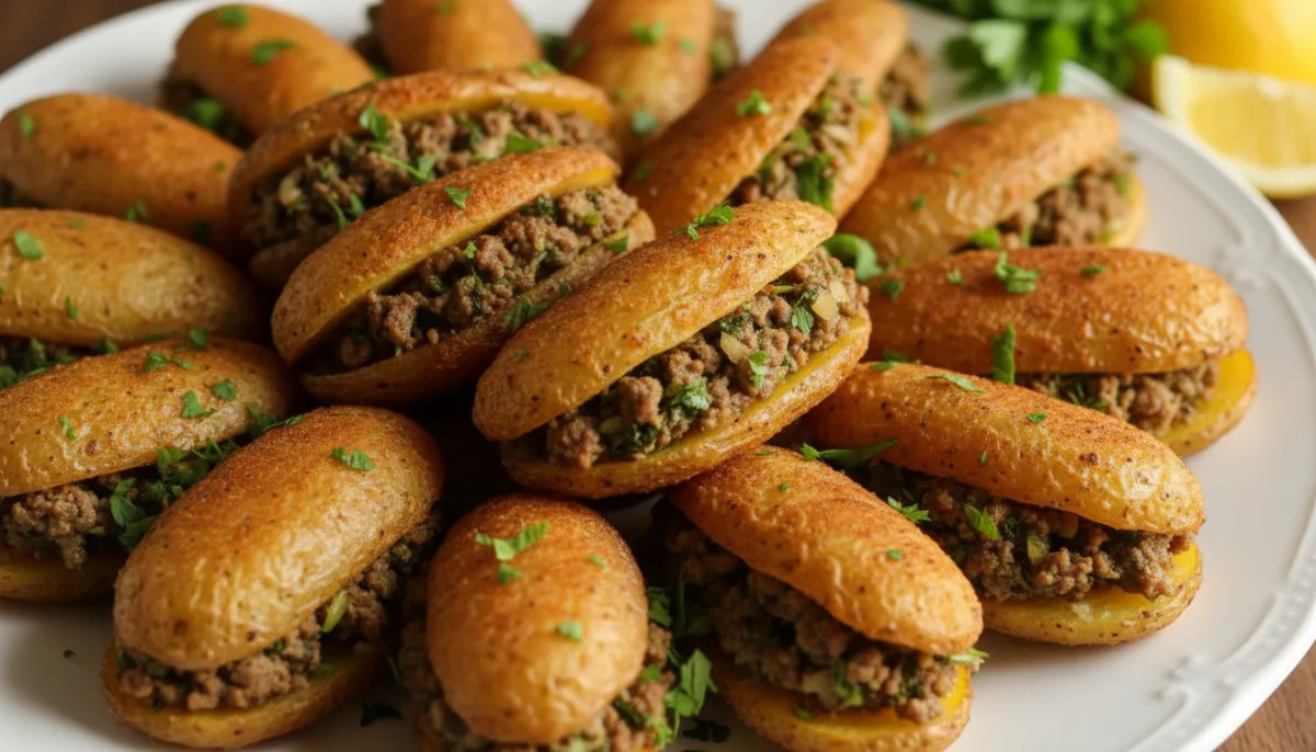 Libyan Mbatten: Golden Potato Slices Stuffed with Spiced Meat