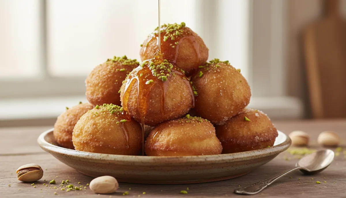 Buñuelos Libios de Ricotta y Miel con Pistachos