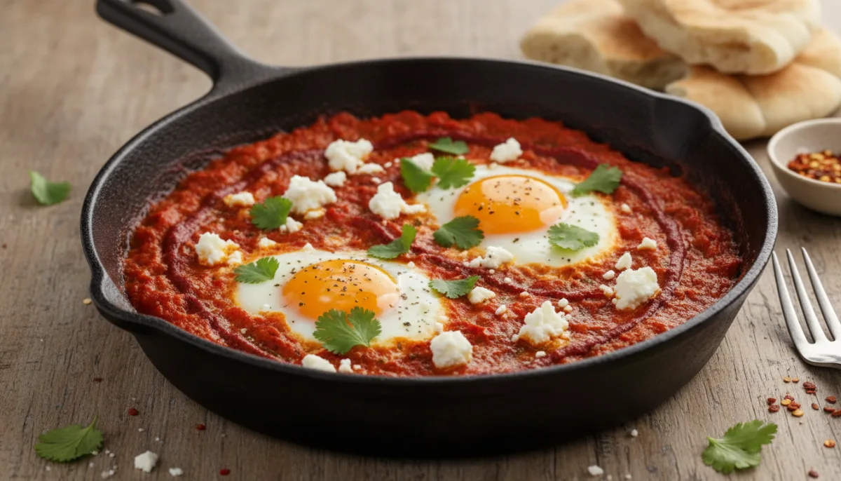 Shakshuka Libiane me Djathë Feta dhe Harissa