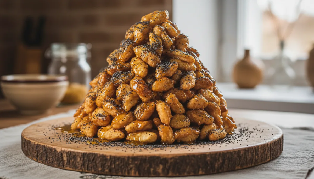Lithuanian Skruzdėlynas (Ant Hill Cake) with Honey and Poppy Seeds