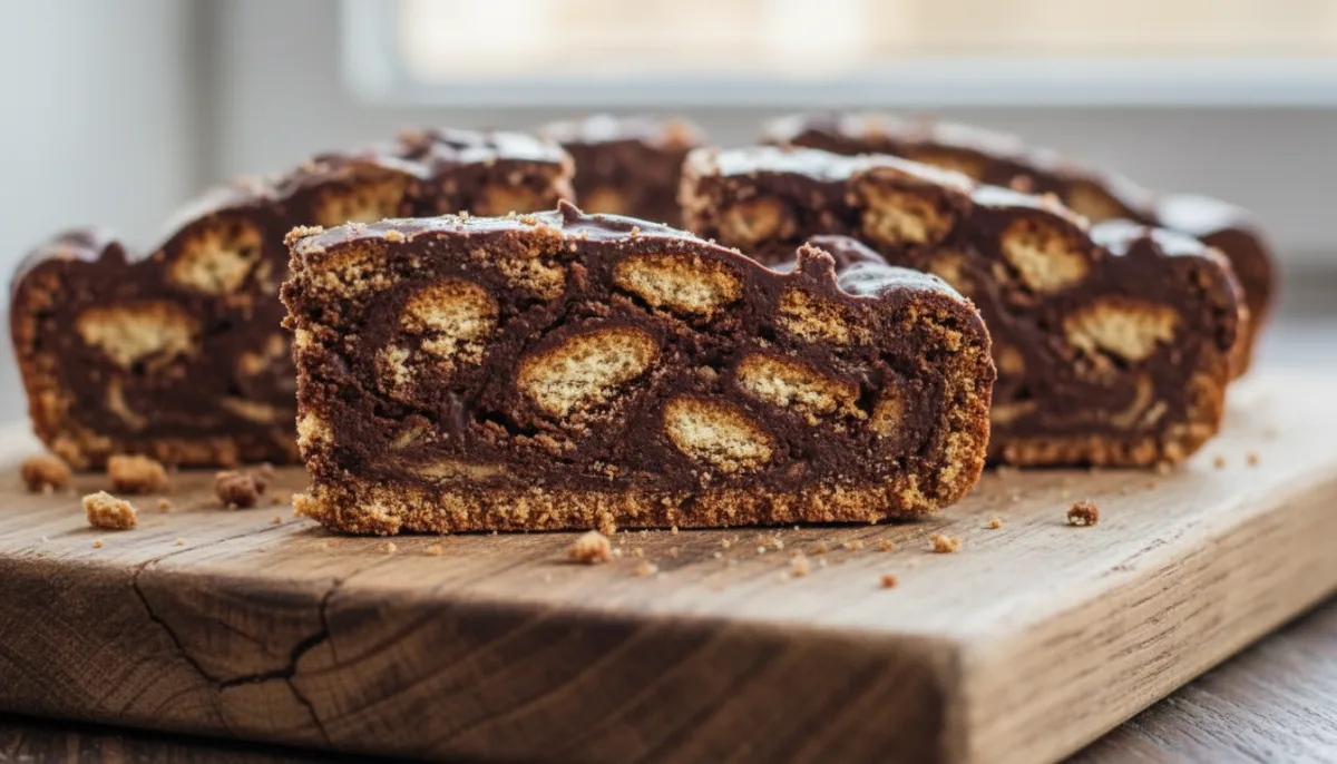 Lithuanian Tinginys (Lazy Cake) with Chocolate and Biscuits