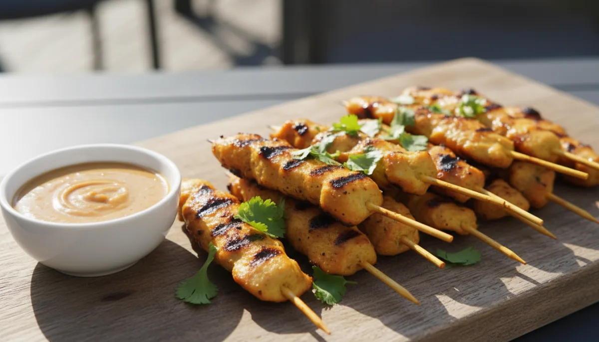 Malaysian Chicken Satay Skewers with Peanut Sauce