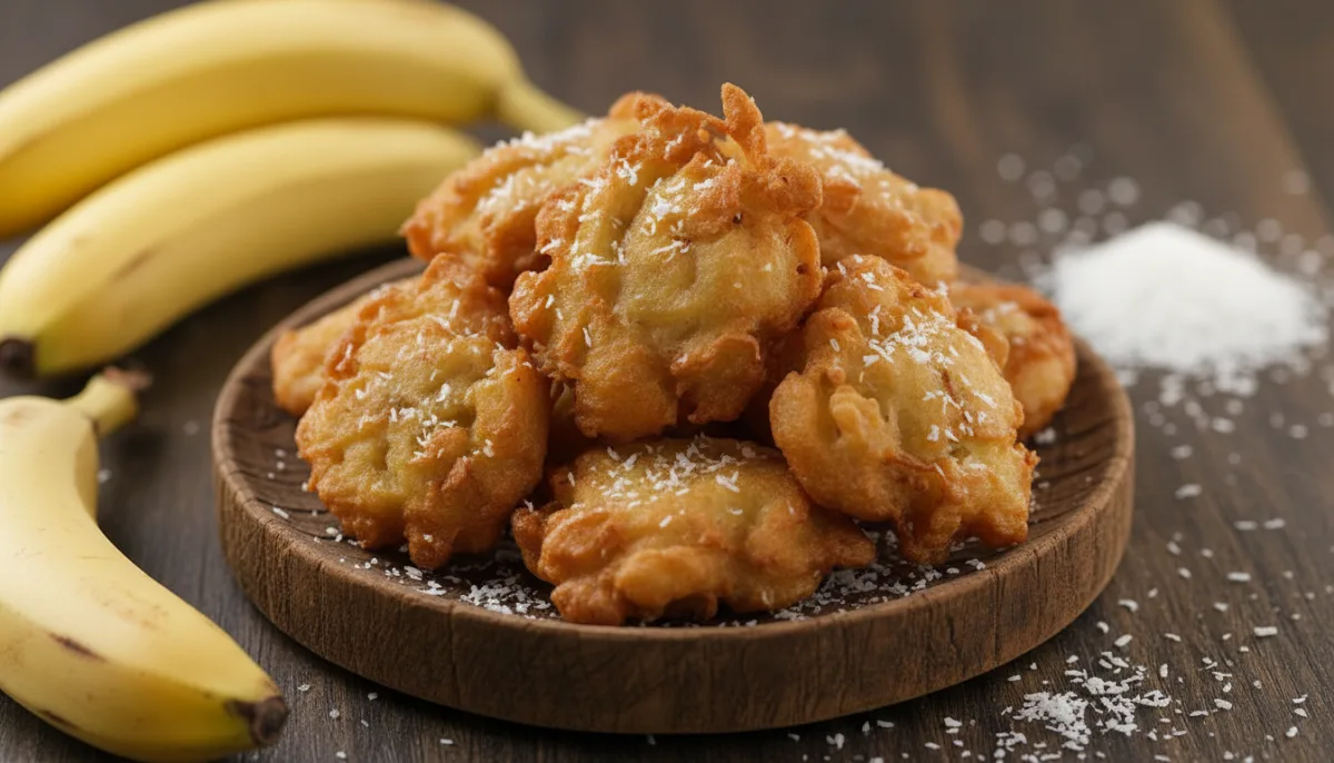 Petulla Malajziane me Kokos dhe Banane (Cekodok Pisang)