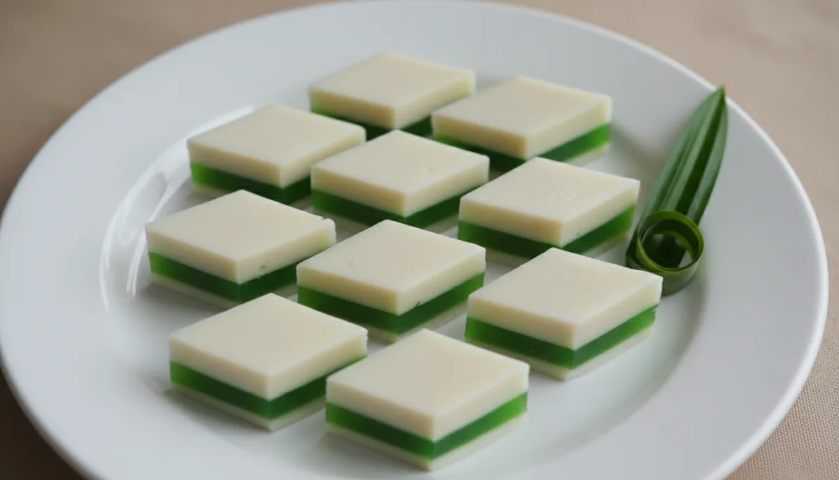 Gelatina Malaya de Coco y Pandan (Agar-Agar Santan Pandan)