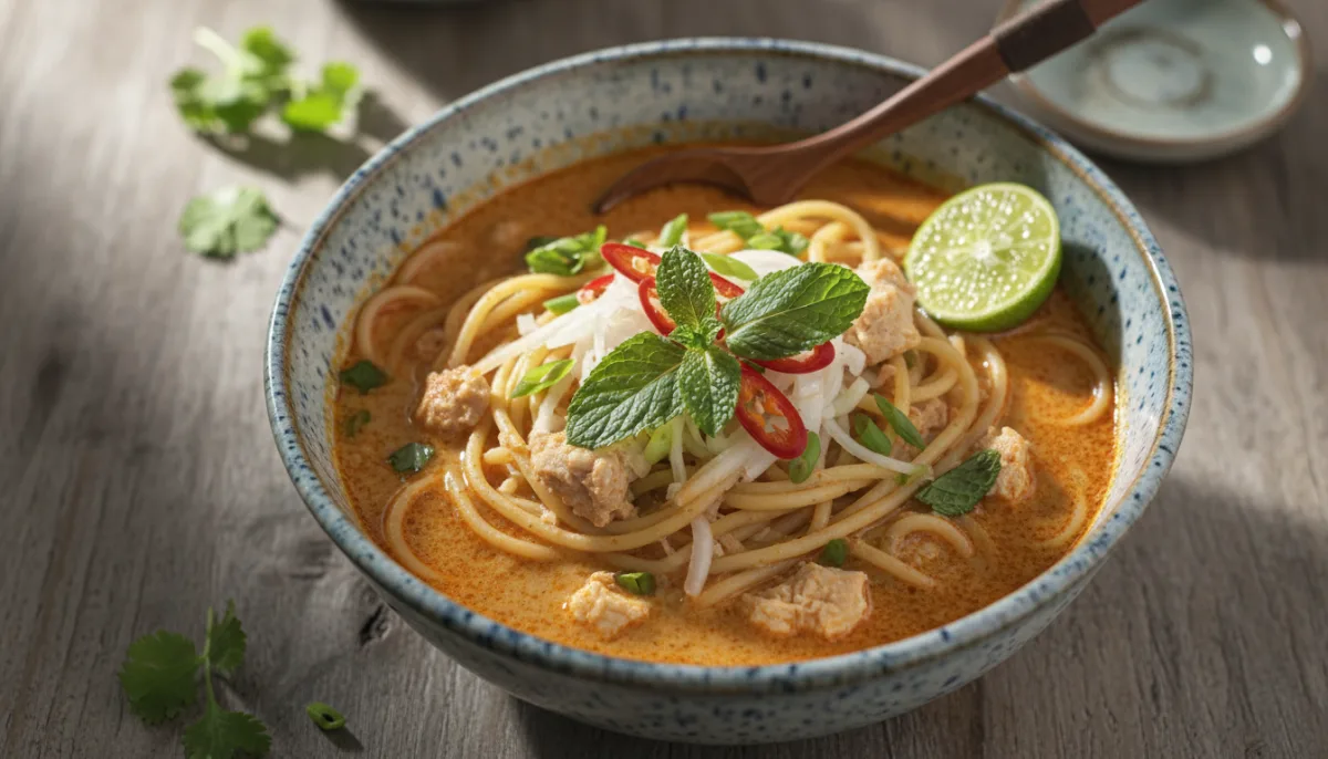 Laksa Johor Malajziane me Spageti dhe Lëng Peshku