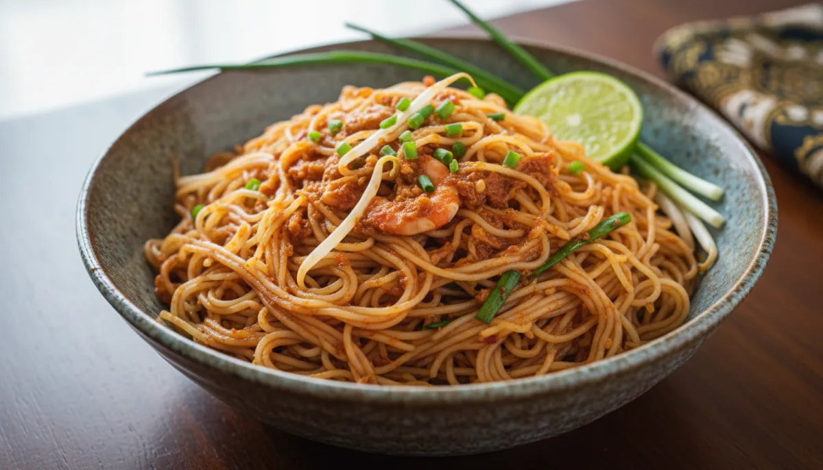Mee Siam Malajzian (Nudel Vermiçeli Pikantë)