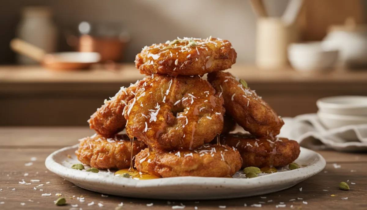 Maldivian Dhonkeyo Kajuru: Sweet Banana Fritters with Honey