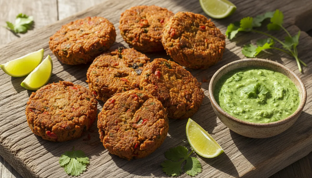 Maledivische Kulhi Boakibaa (Würziger Fischkuchen) mit Kokos-Chutney