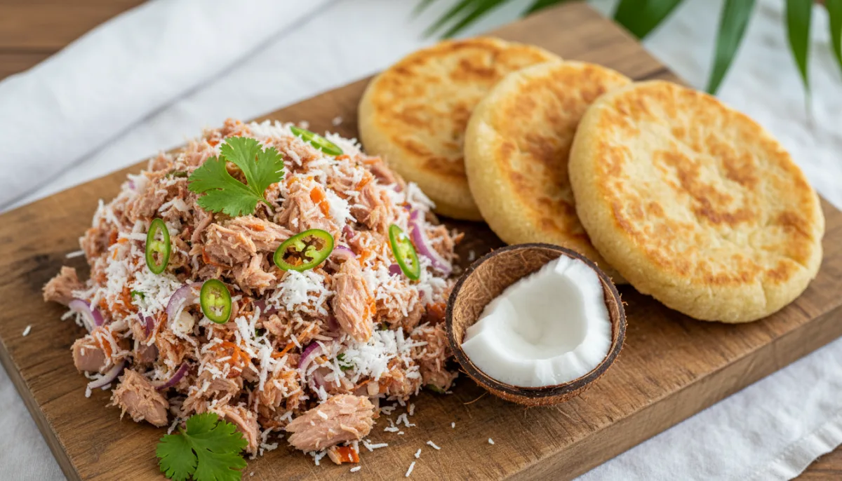 Maldivian Mas Huni with Fresh Coconut and Roti