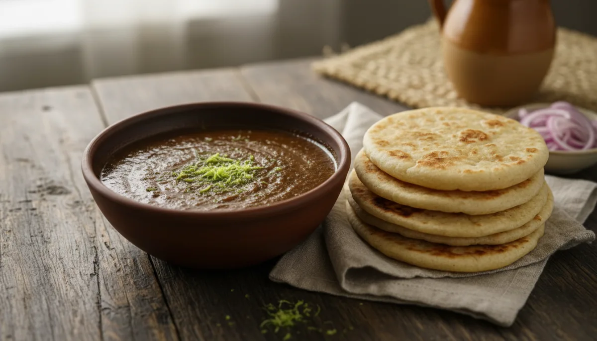 Maldivian Rihaakuru Dhiya with Roshi and Onion
