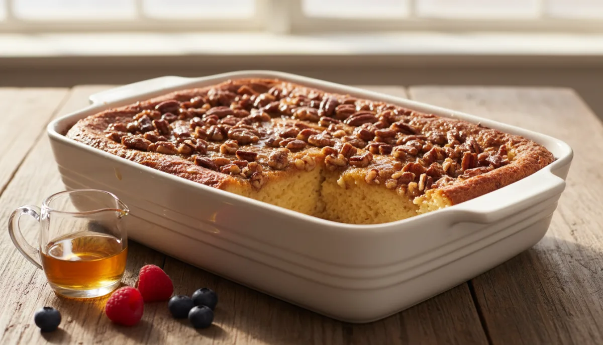 French Toast al Forno con Sciroppo d'Acero e Noci Pecan