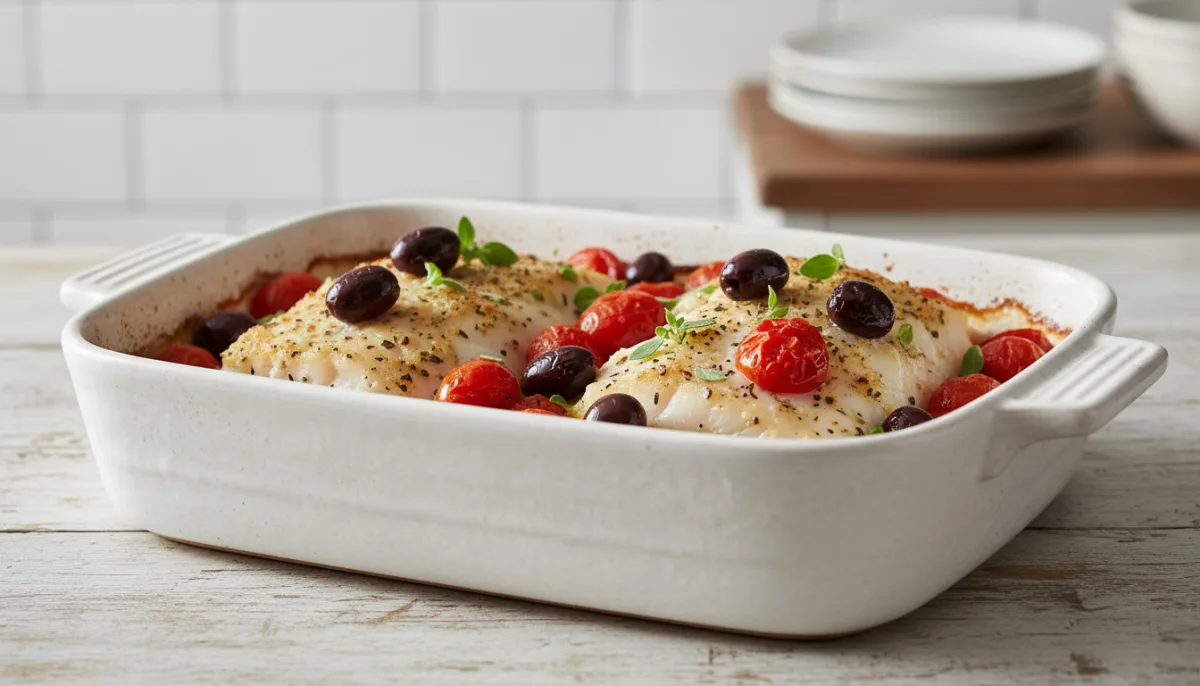 Mediterranean Baked Cod with Olives and Tomatoes