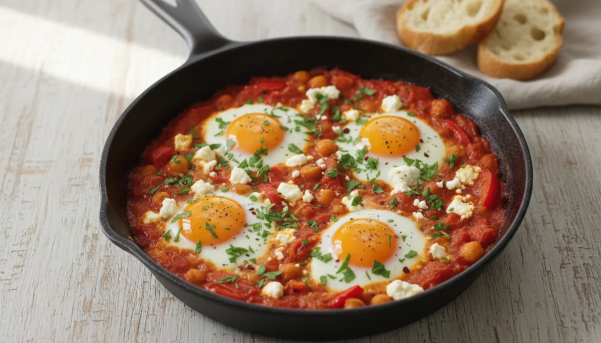 Mediterranean Baked Eggs with Feta and Herbs