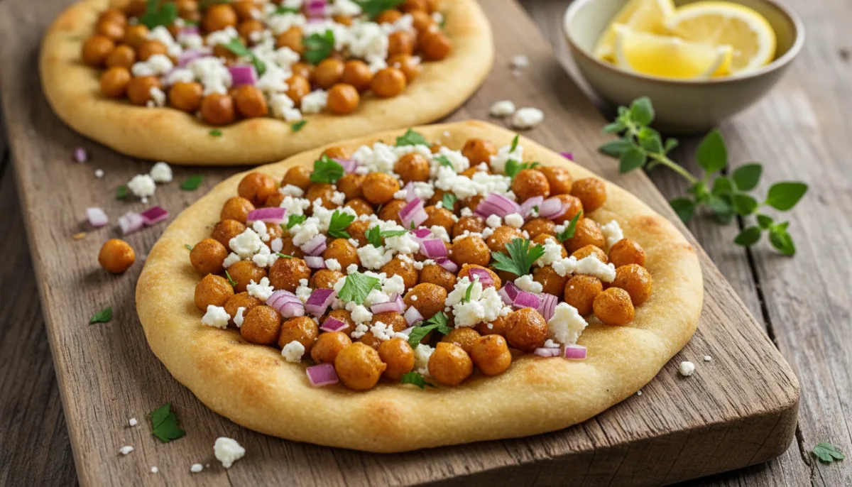 Mediterranean Chickpea and Feta Flatbreads