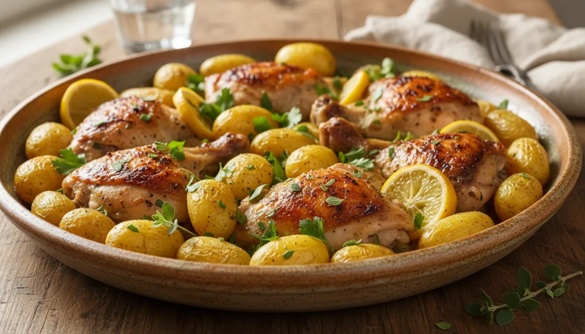 One-Pan Mediterranean Lemon Herb Chicken and Potato Bake