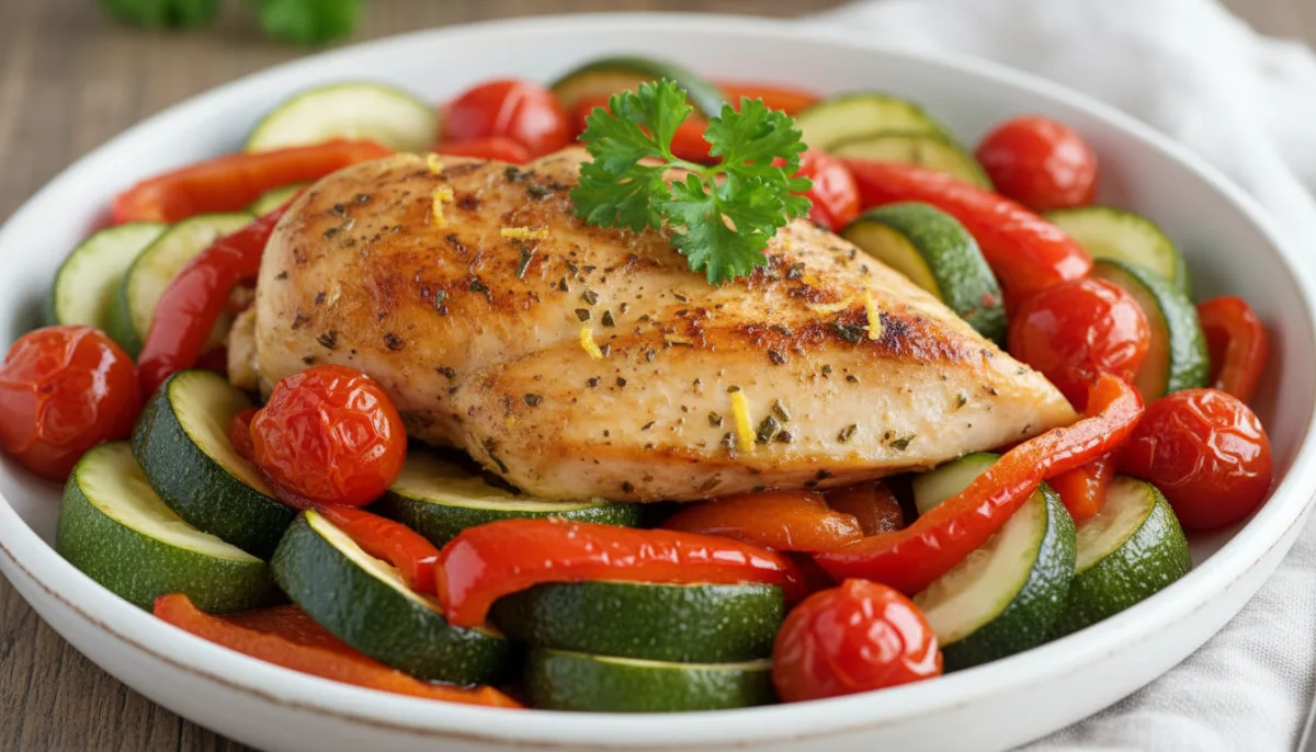 Mediterranean Lemon Herb Chicken with Roasted Vegetables