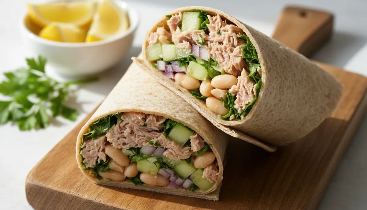 Mediterranean Tuna and White Bean Wraps